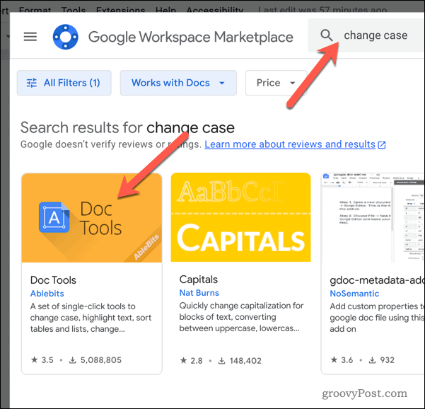 Google डॉक्स में टेक्स्ट चेंज केस ऐड-ऑन इंस्टॉल करना