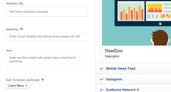 फेसबुक विज्ञापन पाठ जोड़ते हैं