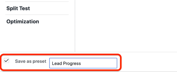 Facebook Ads Manager में लीड प्रोग्रेस कस्टम रिपोर्ट बनाएं, चरण 4