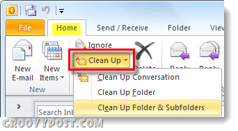 2010 में अपने फ़ोल्डर या वार्तालाप को साफ़ करें