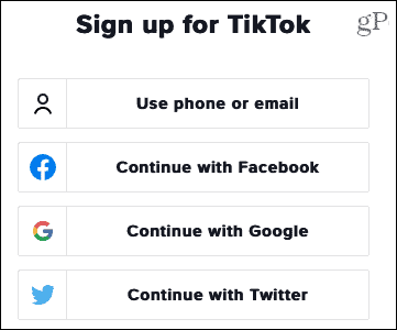वेब पर TikTok के लिए साइन अप करें