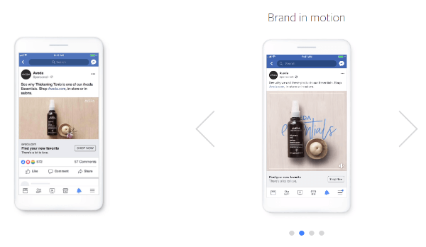 फेसबुक की क्रिएटिव शॉप ने नया प्रोडक्शन अप्रोच बनाया, जिसे क्रिएट टू कन्वर्ट, एक आसान कहा जाता है अधिक आकर्षक और प्रभावी बनाने के लिए अभी भी छवियों के लिए हल्के गति जोड़ने के लिए रूपरेखा प्रत्यक्ष-प्रतिक्रिया विज्ञापन।