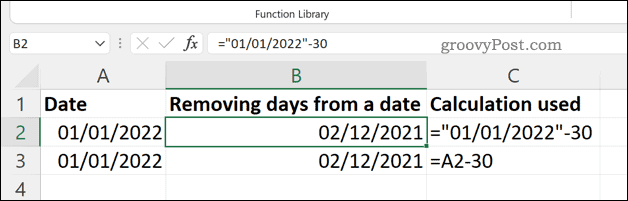 Excel में किसी दिनांक से दिनों को हटाना