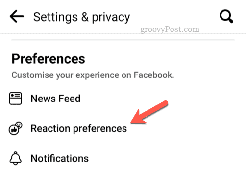 फेसबुक रिएक्शन सेटिंग्स खोलें