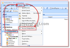 Outlook 2007 में हटाए गए आइटम पुनर्प्राप्त करने के लिए छवि