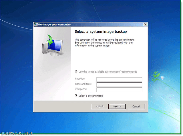 आपको विंडोज 7 सिस्टम इमेज बैकअप का चयन करें