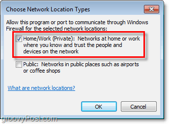 मैन्युअल रूप से अपनी विंडोज़ 7 फ़ायरवॉल अपवाद के लिए नेटवर्क का चयन कैसे करें