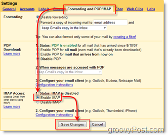 IMAP का उपयोग करके GMAIL वेबमेल अकाउंट के साथ Outlook 2007 का उपयोग करें