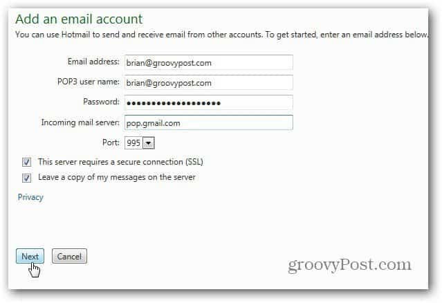 Outlook.com में जीमेल कैसे जोड़ें