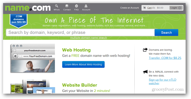 name.com डोमेन पंजीकरण और वेबसाइट होस्टिंग को बढ़ावा देता है