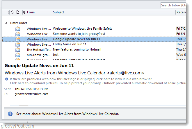 Outlook 2010 में आइटम पढ़ने के लिए वार्तालाप देखें का उपयोग करें