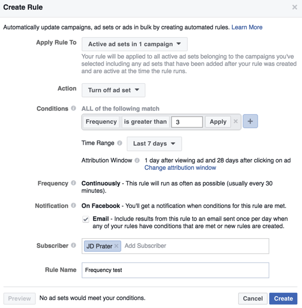 पावर एडिटर में फेसबुक स्वचालित नियम स्थापित करें।