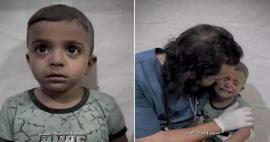 इजरायली हमले के दौरान डर से कांप रहे फिलिस्तीनी बच्चे को डॉक्टर ने इस तरह शांत करने की कोशिश की