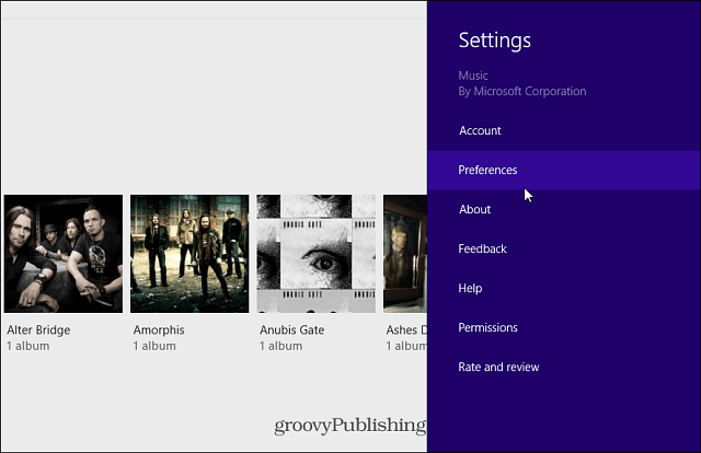 Xbox संगीत PReferences