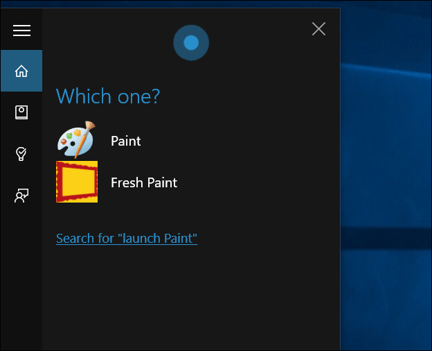 Cortana लॉन्च पेंट