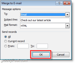 व्यक्तिगत ईमेल के बड़े पैमाने पर ईमेल भेजने के लिए पुष्टि करें और ठीक क्लिक करें