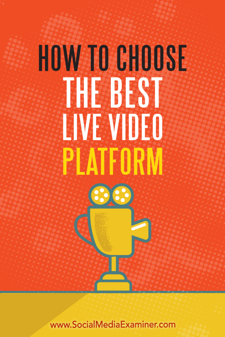 सामाजिक मीडिया परीक्षक पर जोएल कॉम द्वारा सर्वश्रेष्ठ लाइव वीडियो प्लेटफ़ॉर्म कैसे चुनें।