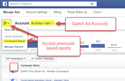 फेसबुक विज्ञापन प्रबंधक ने रिपोर्टों को बचाया