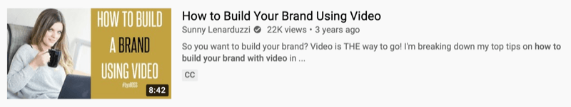 पिछले 3 वर्षों में 22 हजार बार दृश्य दिखाते हुए 'वीडियो का उपयोग करके अपने ब्रांड का निर्माण कैसे करें' के @sunnylenarduzzi द्वारा यूट्यूब वीडियो उदाहरण