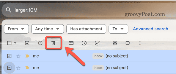 खोज परिणामों से जीमेल ईमेल हटाना