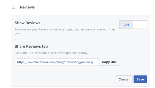 दिखाएँ समीक्षा के बगल में चयन करके फ़ेसबुक समीक्षाएं सक्षम करें।