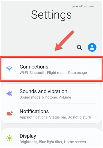 Android सेटिंग्स कनेक्शन विकल्प