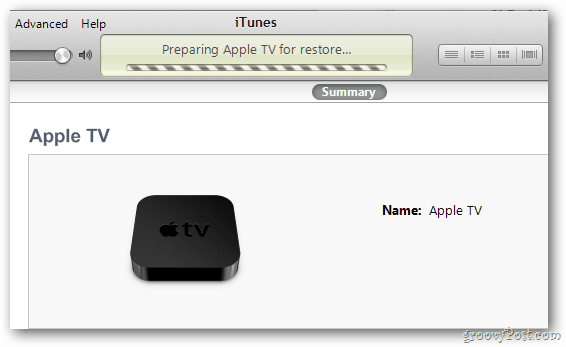 Apple TV पुनर्स्थापना प्रगति