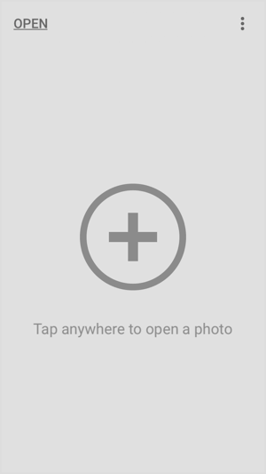 Snapseed मोबाइल ऐप में अपनी छवि आयात करने के लिए स्क्रीन पर कहीं भी टैप करें।