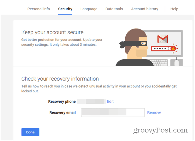 Google सुरक्षा विज़ार्ड फ़ोन ईमेल जाँच