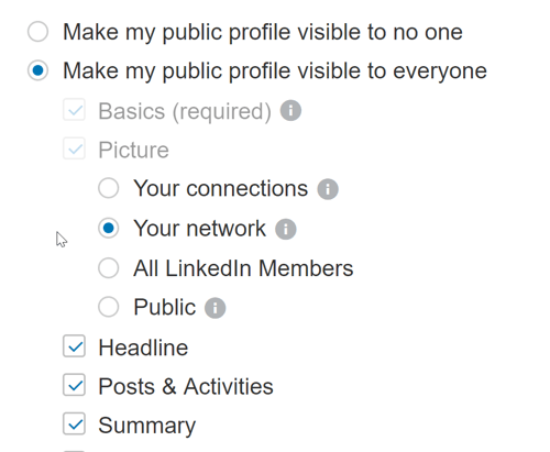 सुनिश्चित करें कि आपकी लिंक्डइन प्रोफ़ाइल सेटिंग्स किसी को भी आपकी सार्वजनिक पोस्ट देखने की अनुमति देती हैं।