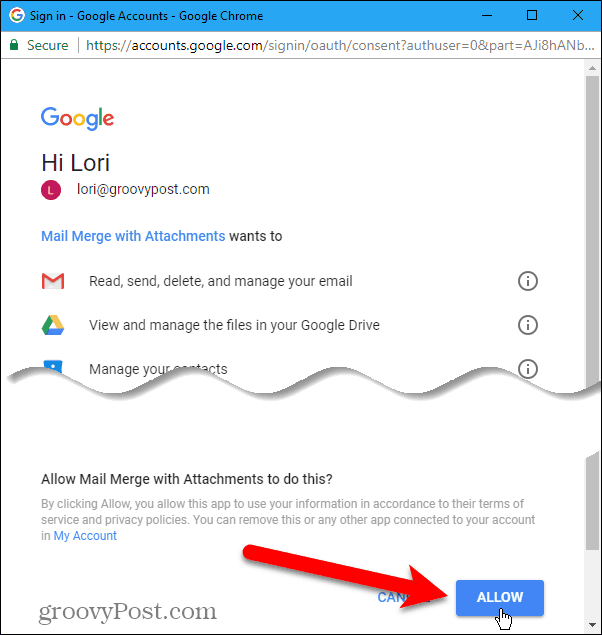 Gmail खाते तक पहुँच की अनुमति दें