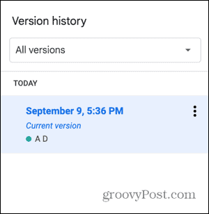 Google डॉक्स खाली संस्करण इतिहास
