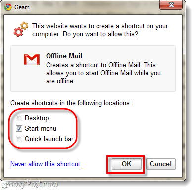 एक ऑफ़लाइन जीमेल शॉर्टकट बनाएं