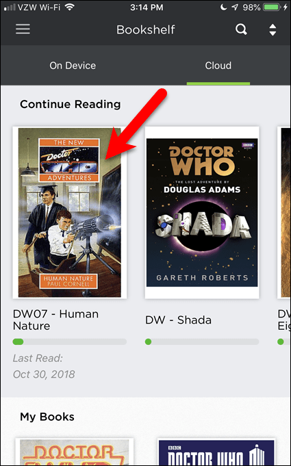 अपने iOS डिवाइस पर BookFusion में इसे डाउनलोड करने के लिए एक पुस्तक टैप करें