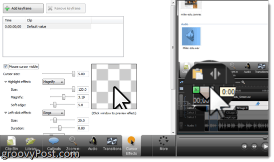 Camtasia 7.1 की समीक्षा करें: कर्सर प्रभाव