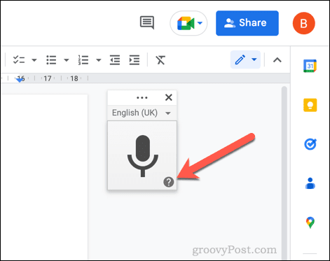 Google डॉक्स ध्वनि टाइपिंग सहायता बटन