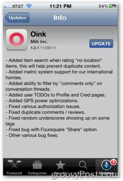 Oink 1.0.1 ऐप्पल ऐप स्टोर से अपडेट