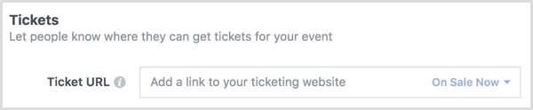 Eventbrite टिकट बिक्री पृष्ठ से लिंक करने के लिए टिकट विकल्प का उपयोग करें