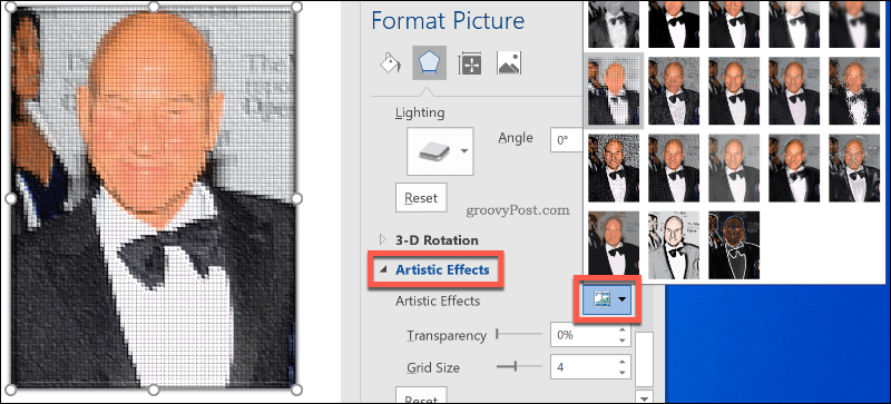 वर्ड में छवियों के लिए कलात्मक छवि प्रभाव जोड़ना