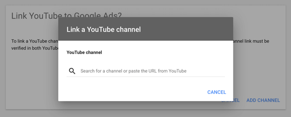 YouTube विज्ञापन अभियान कैसे स्थापित करें, चरण 2, YouTube विज्ञापन सेट अप करें, YouTube चैनल लिंक करें