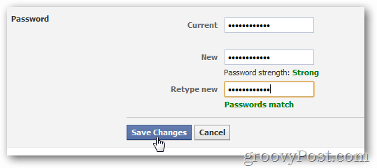 नए पासवर्ड को सक्षम करने के लिए परिवर्तन सहेजें पर क्लिक करें