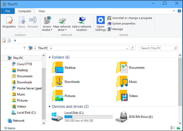 विंडोज 10 फ़ाइल एक्सप्लोरर हमेशा इस पीसी के लिए खोलें