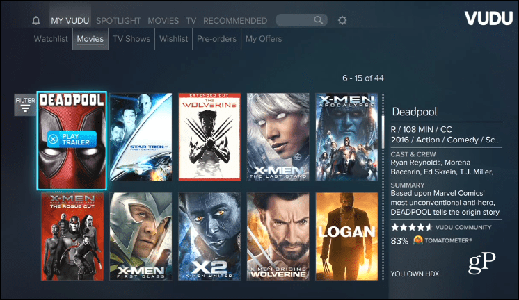 Vudu Xbox एक फिल्में कहीं भी