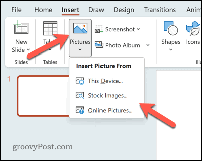 PowerPoint में एक चित्र डालें