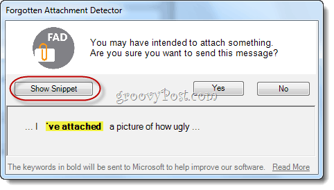 Microsoft Outlook के लिए अटैचमेंट डिटेक्टर भूल गया