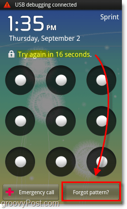 Android पर पैटर्न बटन भूल गए