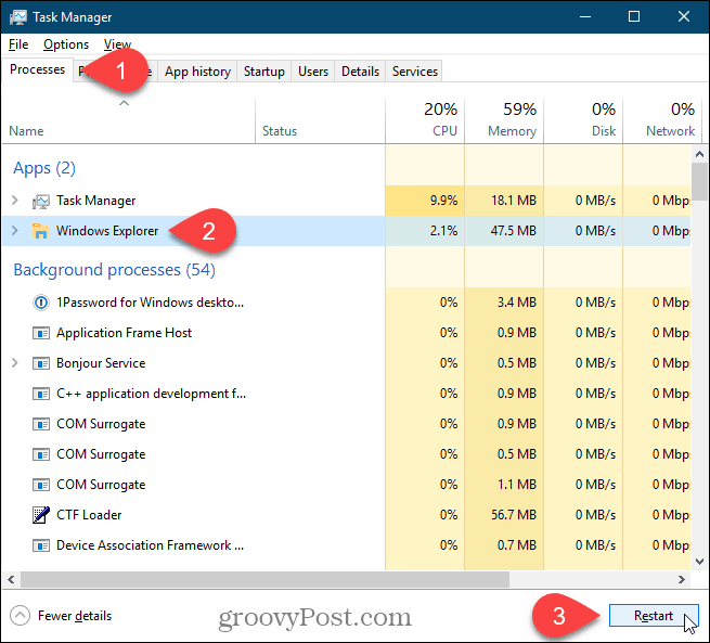 Windows Explorer प्रक्रिया को पुनरारंभ करें