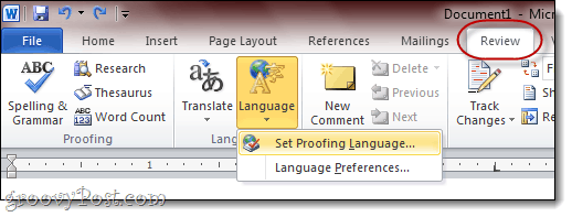 Office 2010 में प्रूफिंग भाषा को AmEng (U.S.) से BrEng (U.K.) में कैसे बदलें