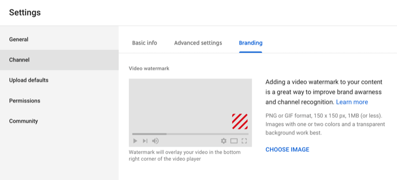 YouTube वीडियो में वॉटरमार्क जोड़ने के लिए संवाद बॉक्स