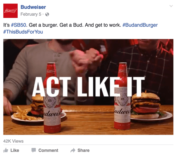 budweiser फेसबुक वीडियो विज्ञापन